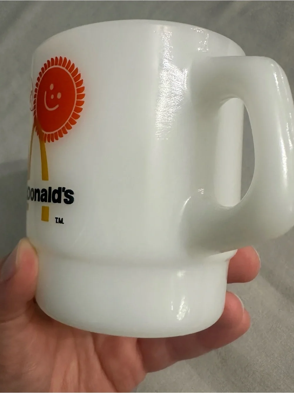 Vintage Fire King McDonald's Good Morning Milk Glass Mug⁠